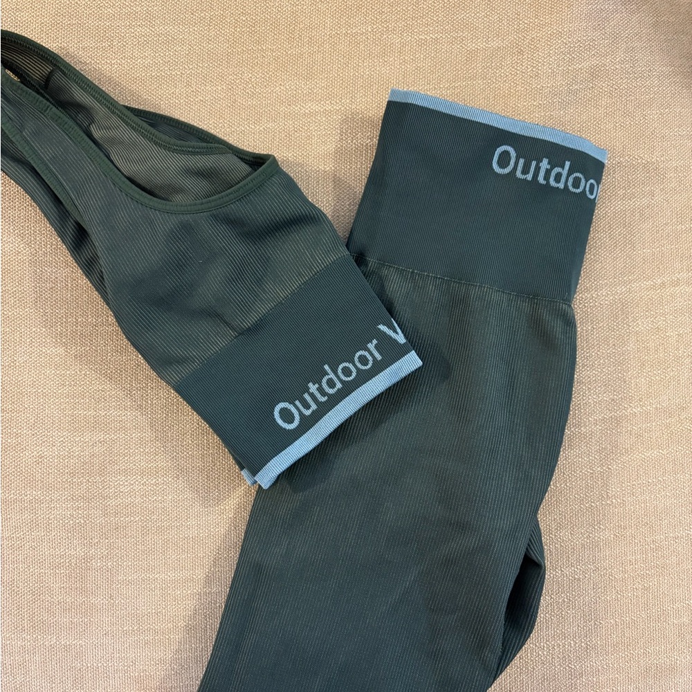 Outdoor Voices Dark Green Workout Set